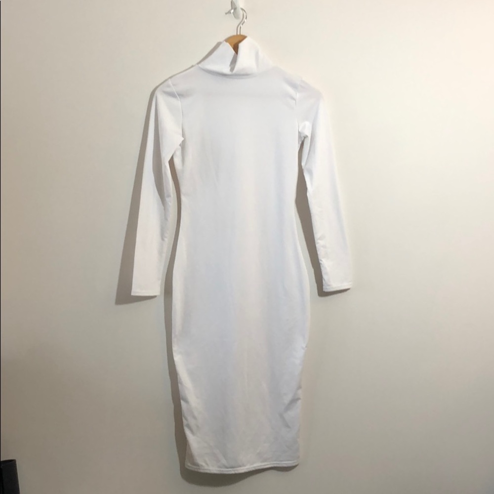 Kim kardashians all white knee long dress